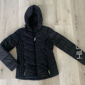 Tommy Hilfiger packable light weight Puffer coat size S‎ black pockets hooded